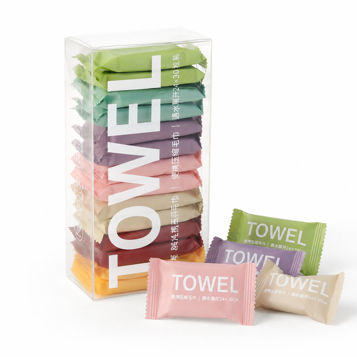 14 Pcs Compressed Travel Face Towels