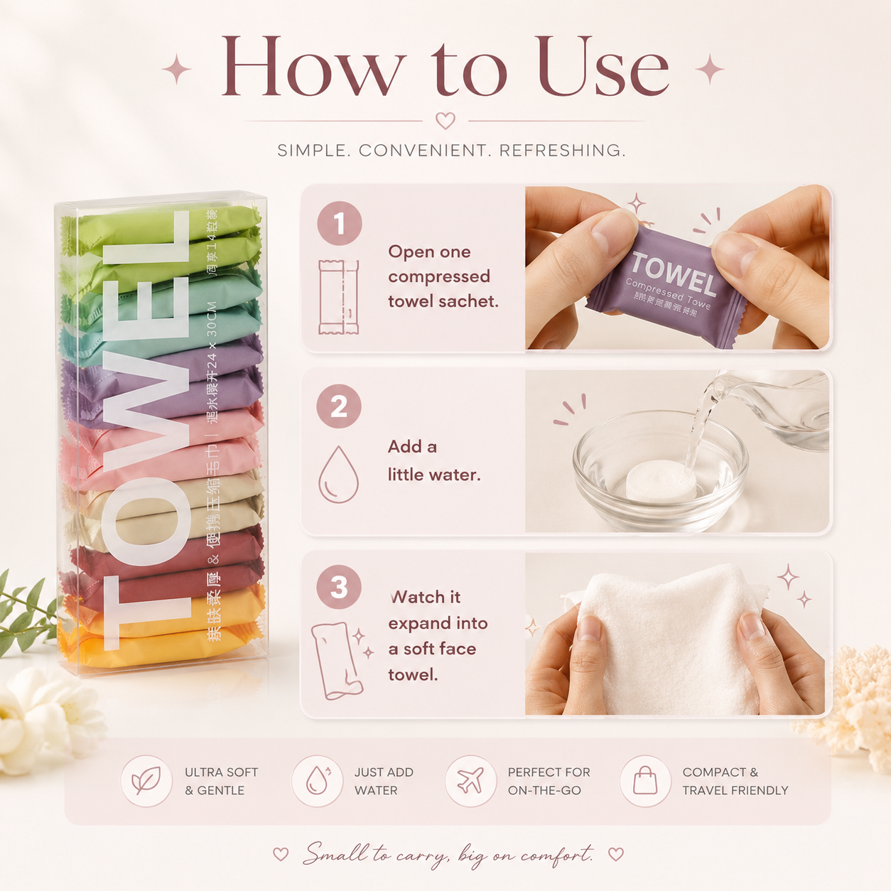 14 Pcs Compressed Travel Face Towels
