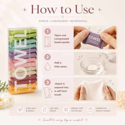 14 Pcs Compressed Travel Face Towels