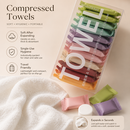 14 Pcs Compressed Travel Face Towels
