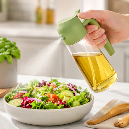 2-in-1 Oil Spray Bottle 470ml – Adjustable Mist & Pour Dispenser