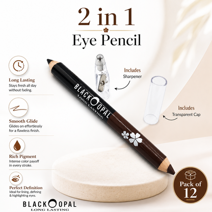 2 In 1 BLK/OPL Eye Pencil Pack of 12