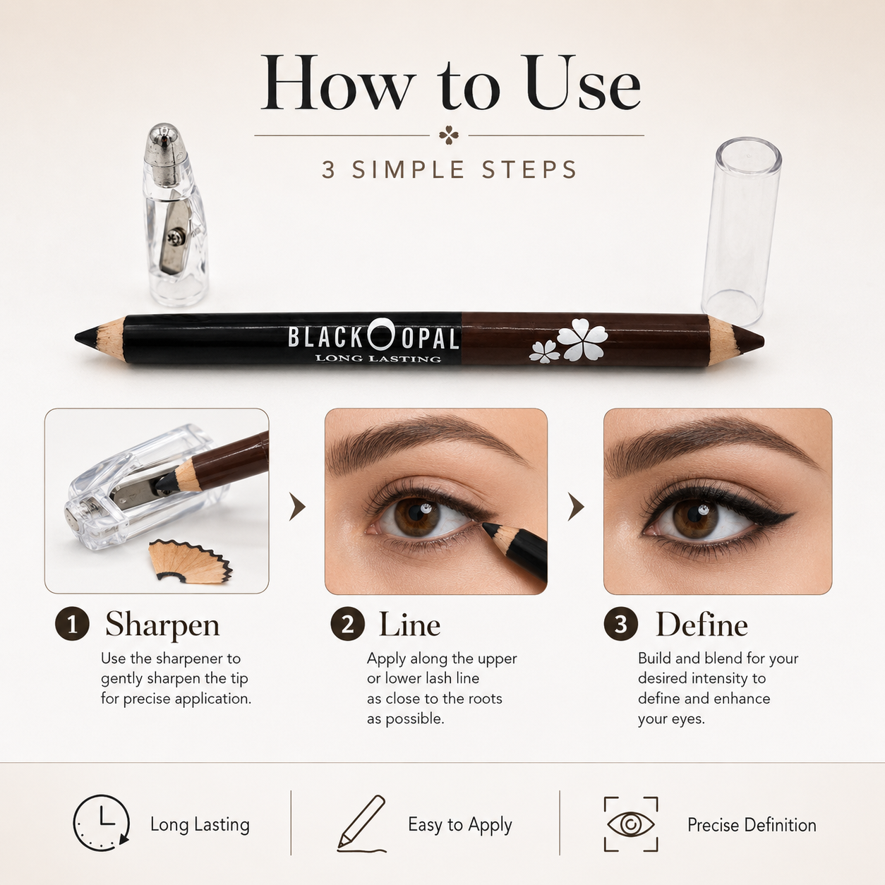 2 In 1 BLK/OPL Eye Pencil Pack of 12