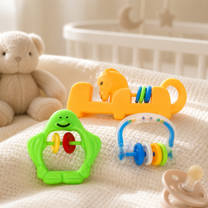 3 Pcs Baby Rattle Set for Infants & Toddlers