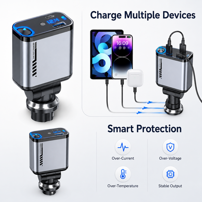 4-in-1 Multi Functional Car Charger Fast Charging with Star Light