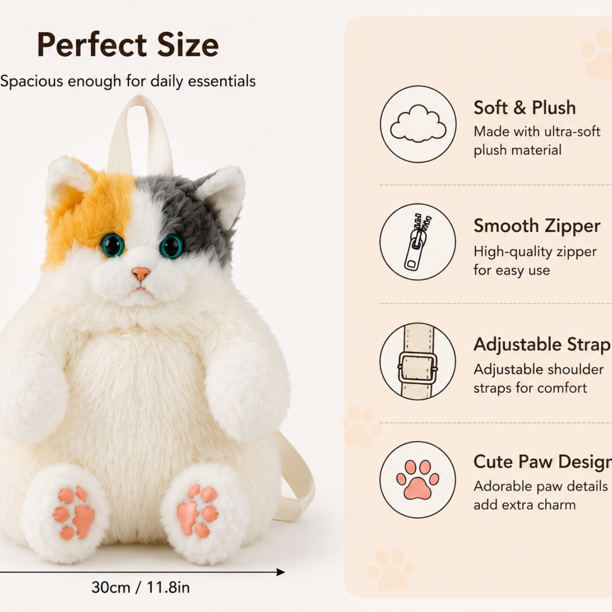 Realistic Cat Shaped Backpack
