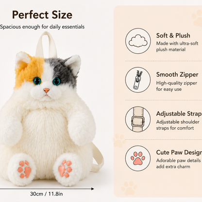 Realistic Cat Shaped Backpack