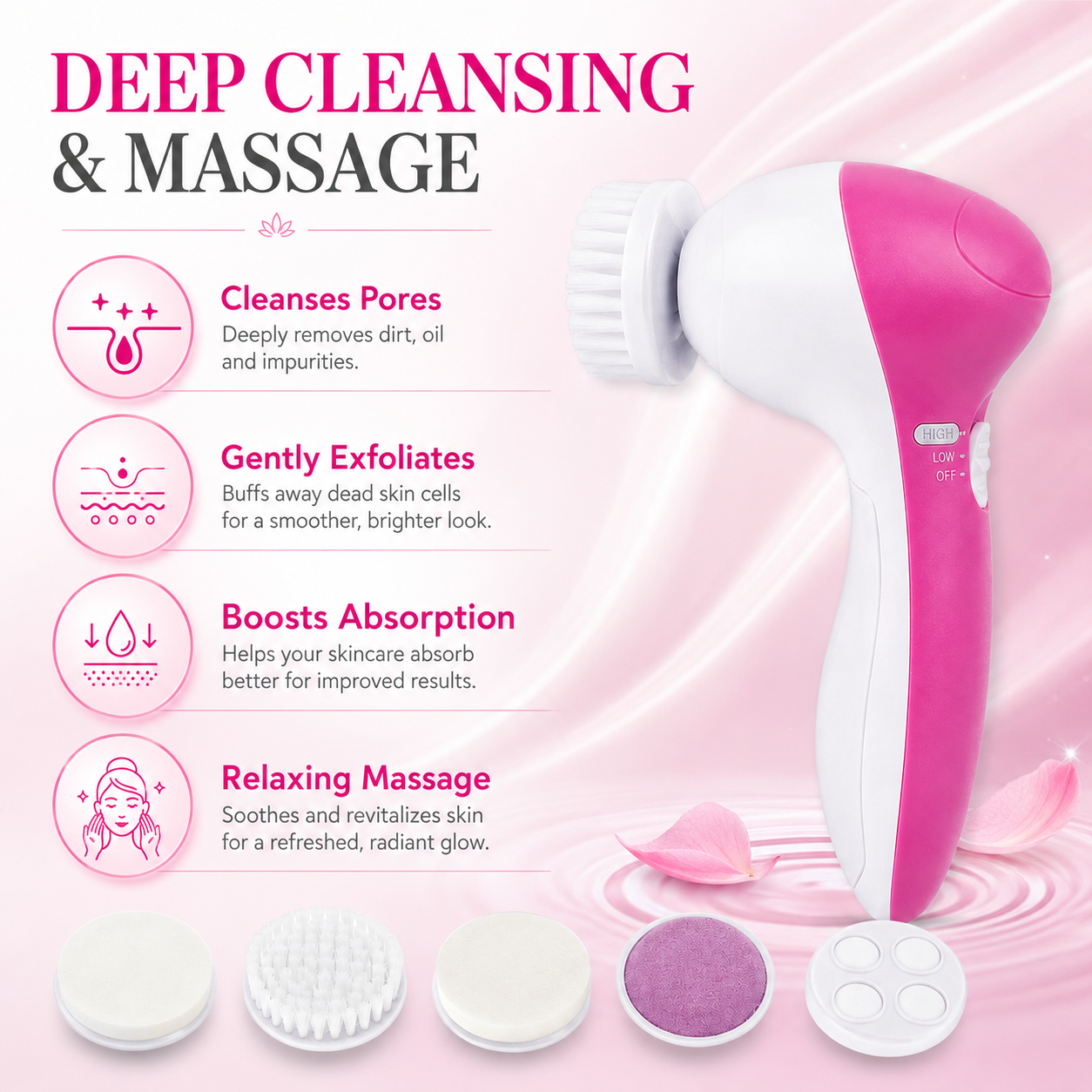 5 In 1 Facial Electric Cleanser & Massager