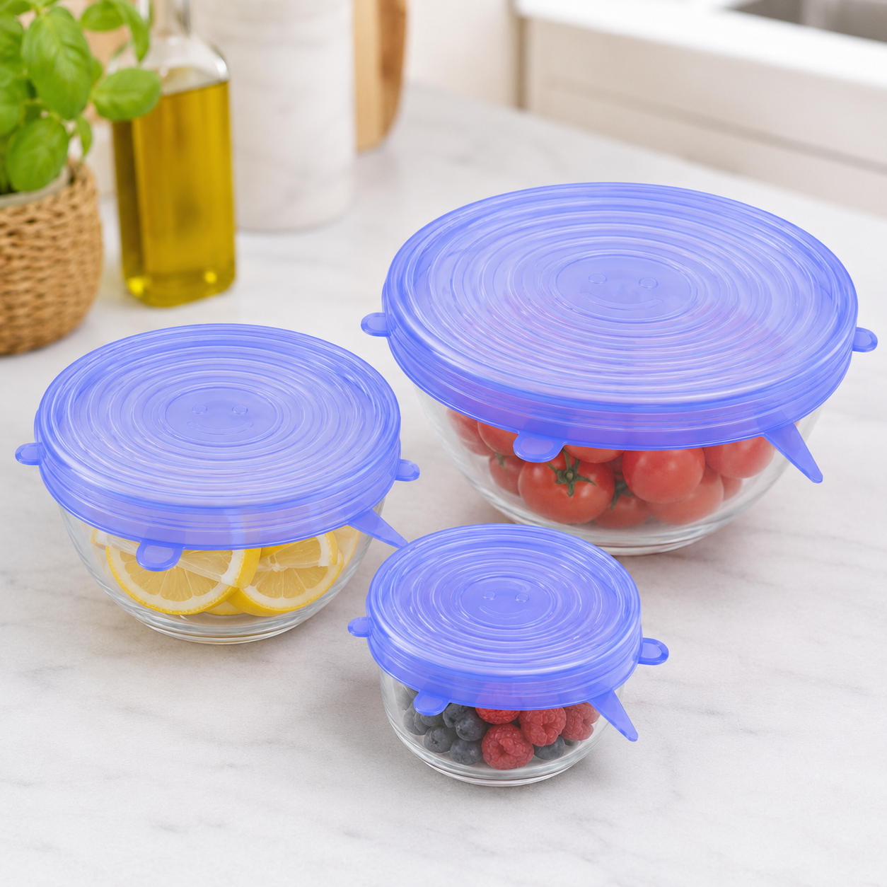 6Pcs Silicone Spill Stopper Suction Lids for Bowls & Pans