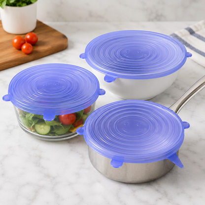6Pcs Silicone Spill Stopper Suction Lids for Bowls & Pans