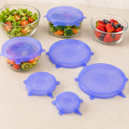 6Pcs Silicone Spill Stopper Suction Lids for Bowls & Pans