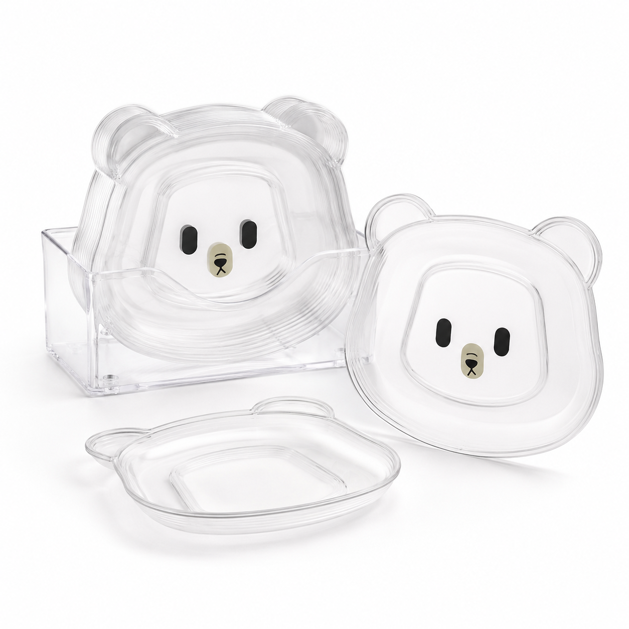 8 Plates With Stand Bear Design