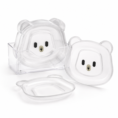 8 Plates With Stand Bear Design