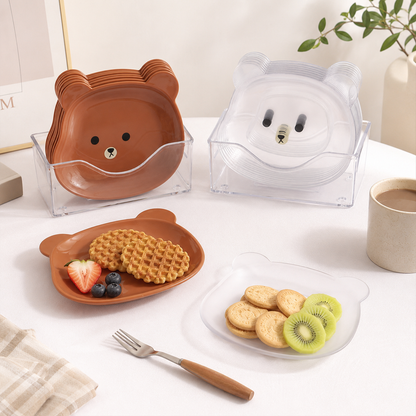 8 Plates With Stand Bear Design