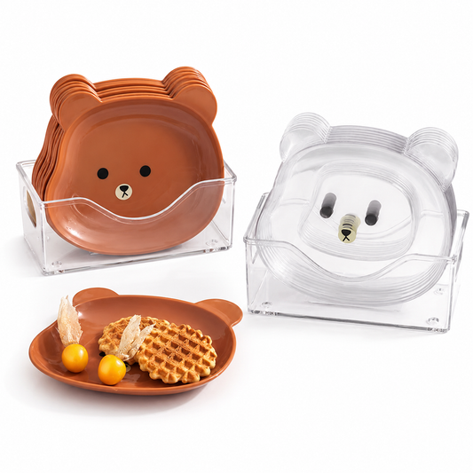 8 Plates With Stand Bear Design