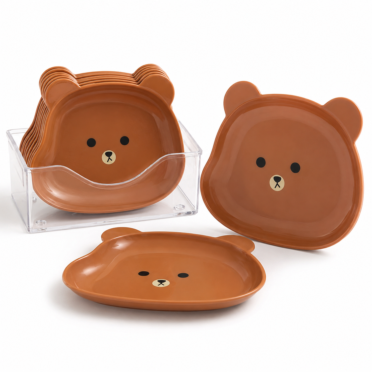 8 Plates With Stand Bear Design