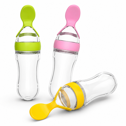 90ml Baby Feeder with Spoon – Silicone Feeding Bottle Spoon Dispenser