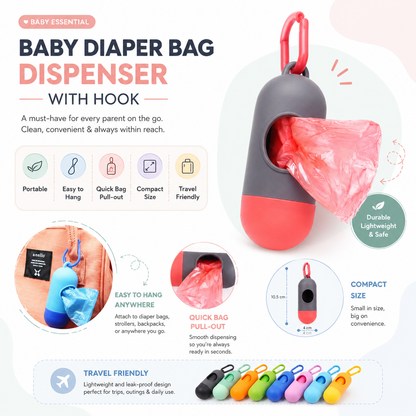 Baby Diaper Bag Dispenser with Hook