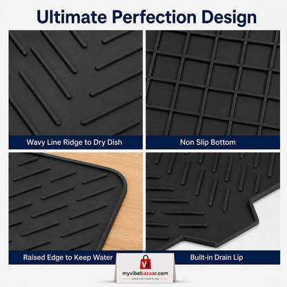 Premium Silicone Sink Drying Mat with Drain Spout