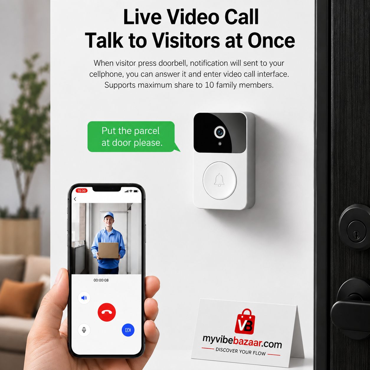 Smart Wireless Video Doorbell – HD Night Vision & Two-Way Audio
