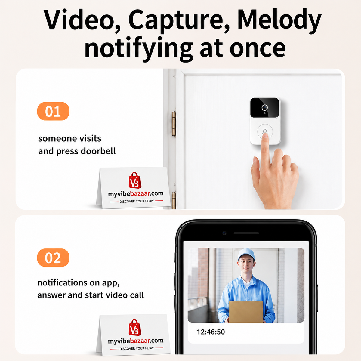 Smart Wireless Video Doorbell – HD Night Vision & Two-Way Audio