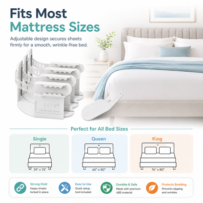 Premium Bed Sheet Holder Lock Set (4PCS) with Tucker Tool