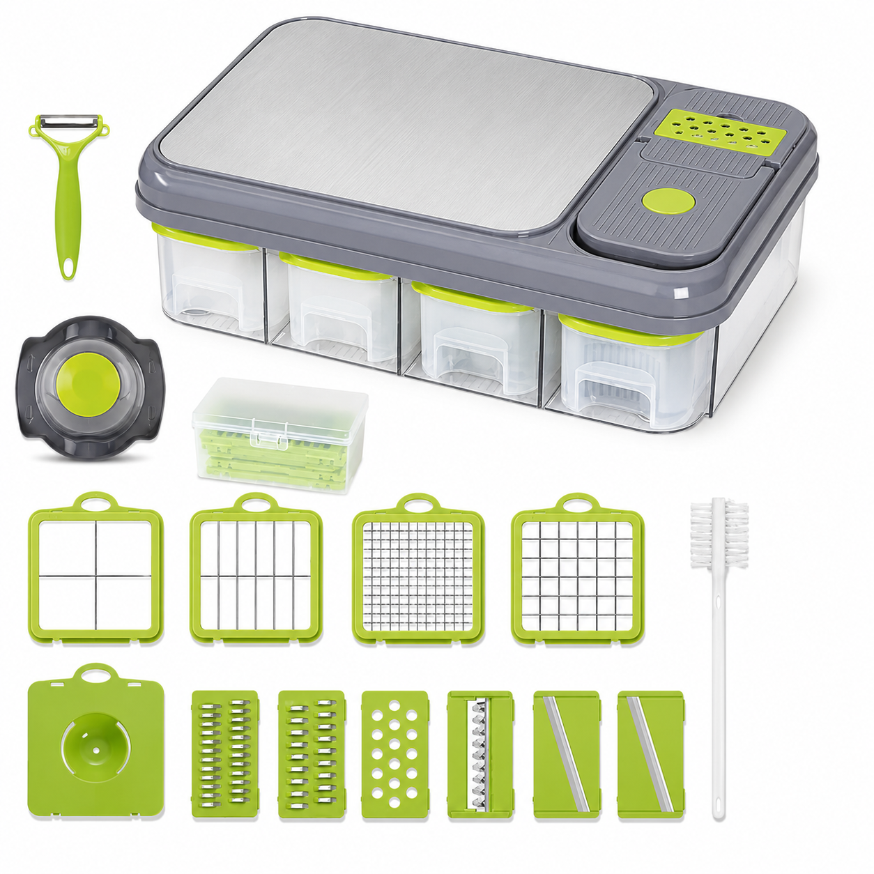 All in one Vegetable Cutter With Cutting Board And Storage Boxes (22 pcs)