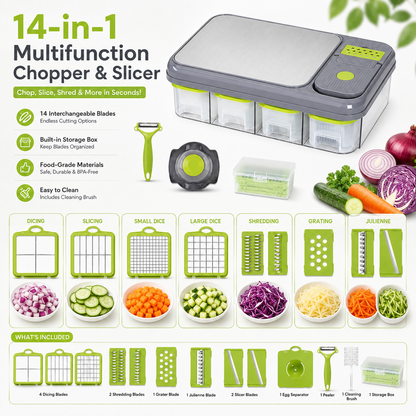 All in one Vegetable Cutter With Cutting Board And Storage Boxes (22 pcs)