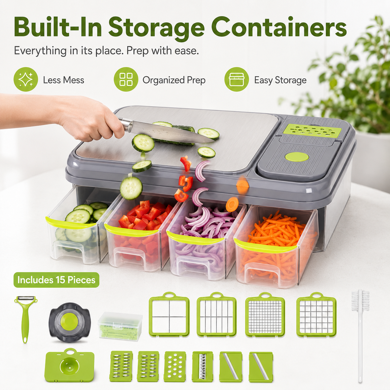 All in one Vegetable Cutter With Cutting Board And Storage Boxes (22 pcs)