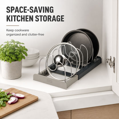 Expandable Cookware Pot Lids Organizer | Stainless Steel Kitchen Pot Organizer