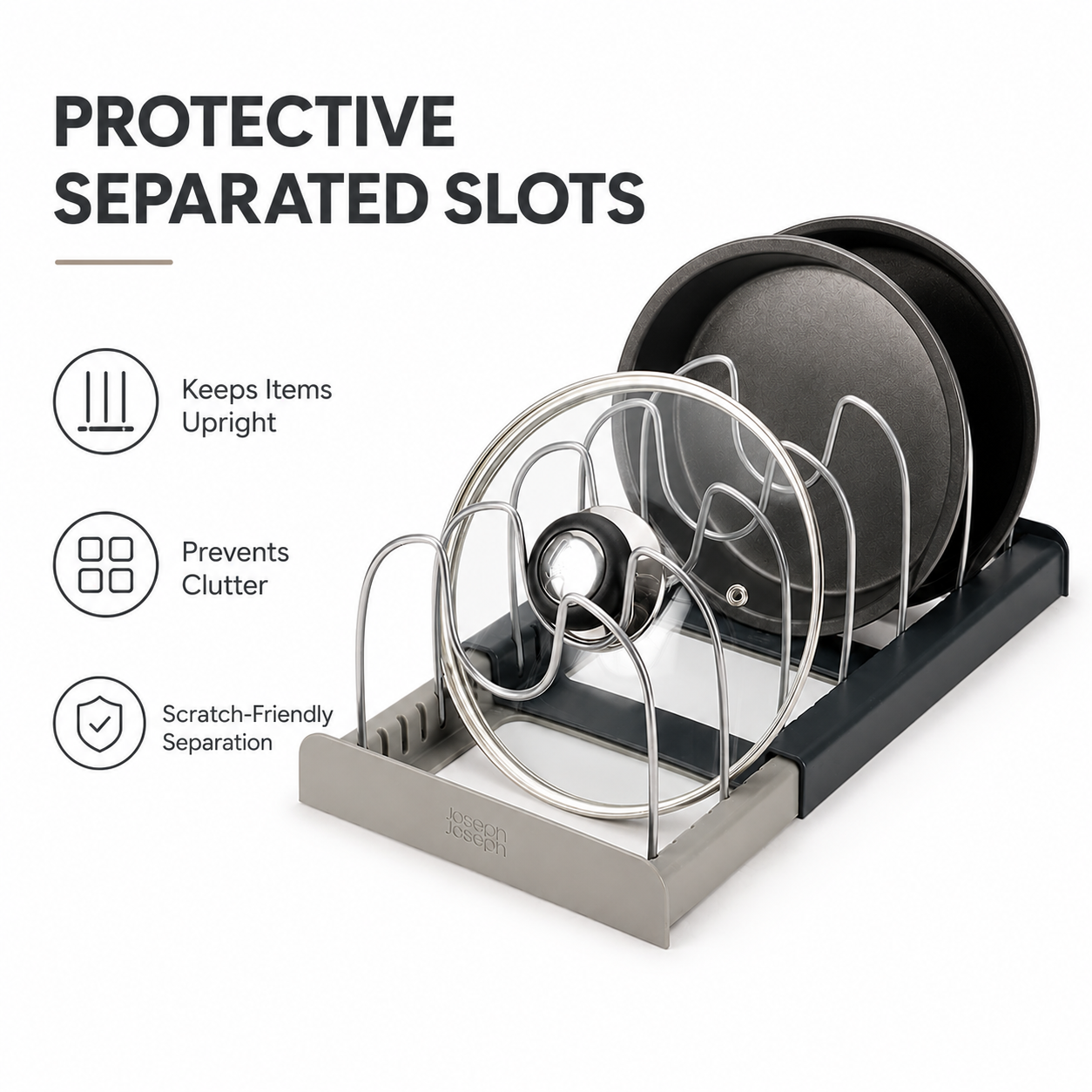 Expandable Cookware Pot Lids Organizer | Stainless Steel Kitchen Pot Organizer