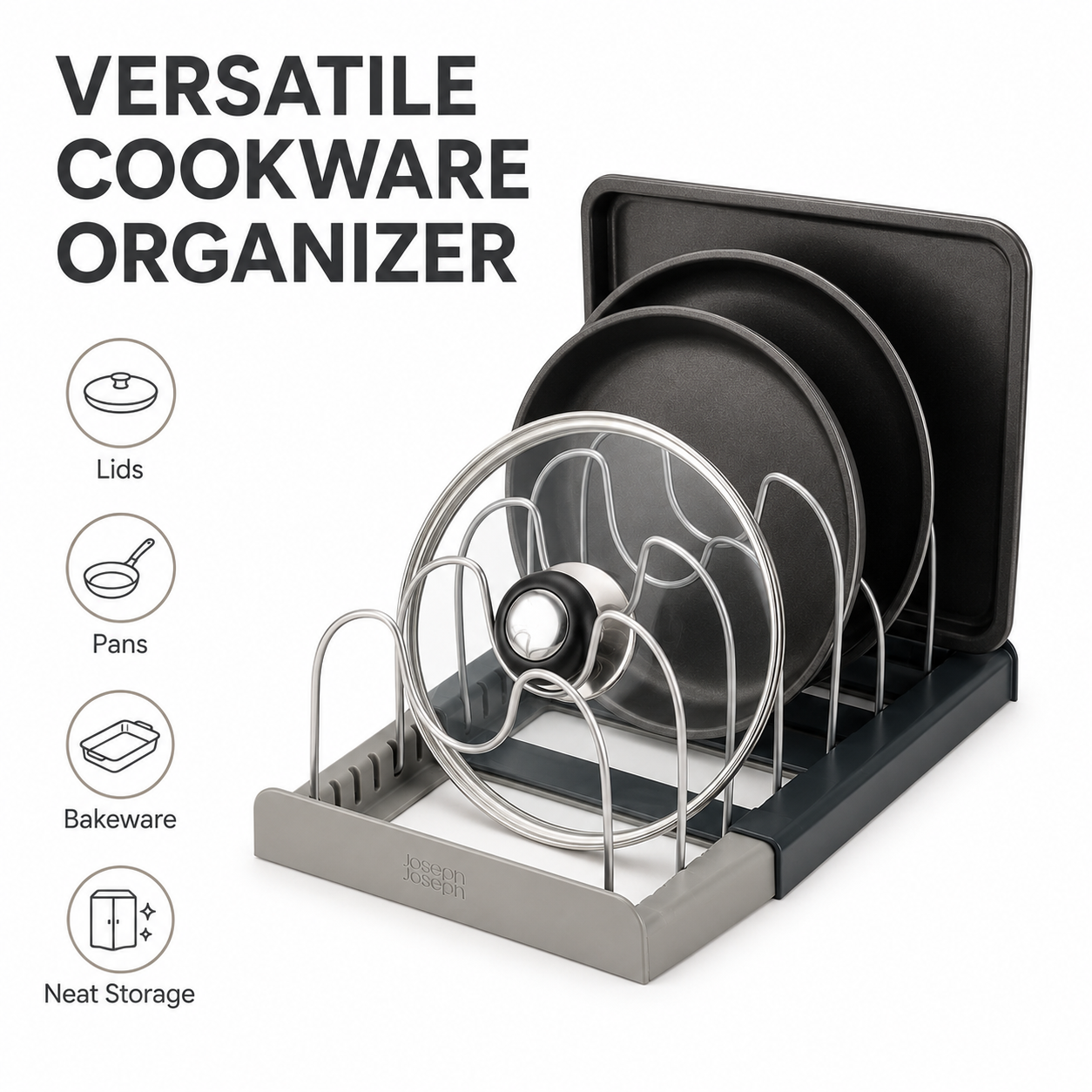 Expandable Cookware Pot Lids Organizer | Stainless Steel Kitchen Pot Organizer