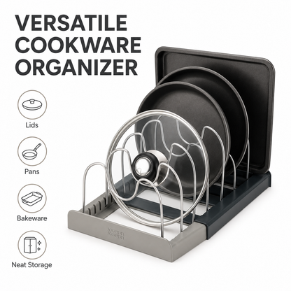Expandable Cookware Pot Lids Organizer | Stainless Steel Kitchen Pot Organizer