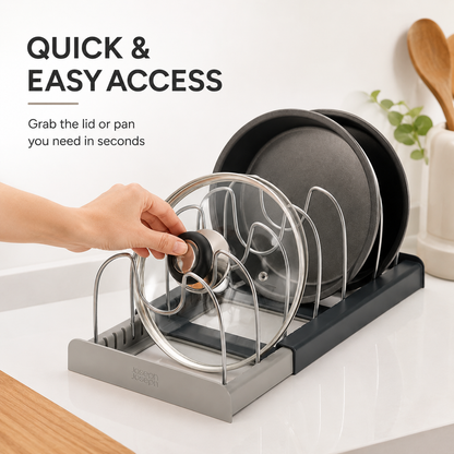 Expandable Cookware Pot Lids Organizer | Stainless Steel Kitchen Pot Organizer