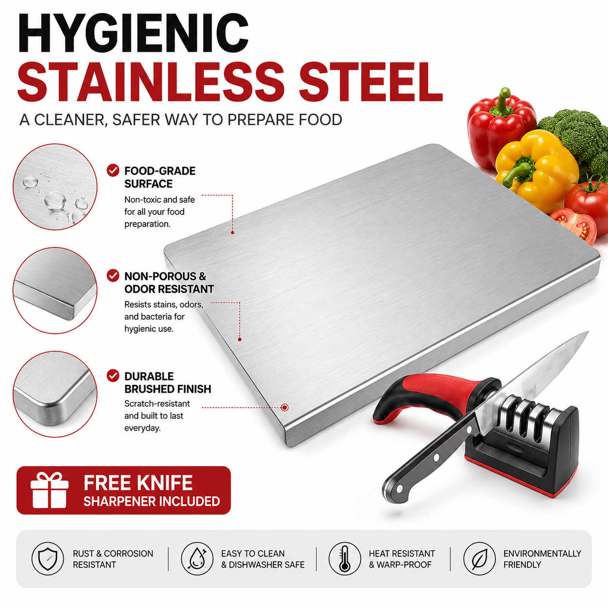 Food-Grade Stainless Steel Cutting Board