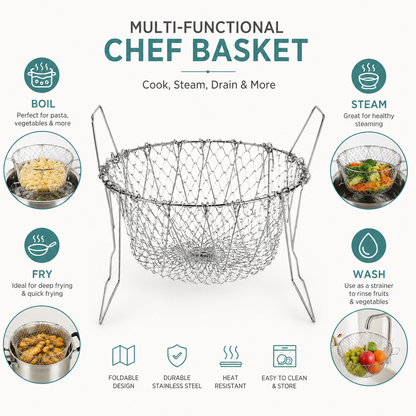 Stainless Steel Multi-Functional Foldable Chef Basket