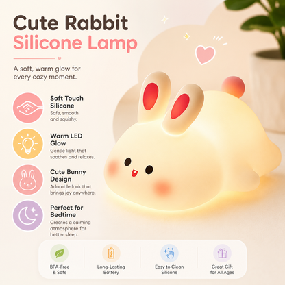 Cute Rabbit Silicone Lamp – Soft Touch LED Night Light for Kids