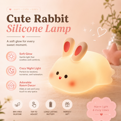 Cute Rabbit Silicone Lamp – Soft Touch LED Night Light for Kids