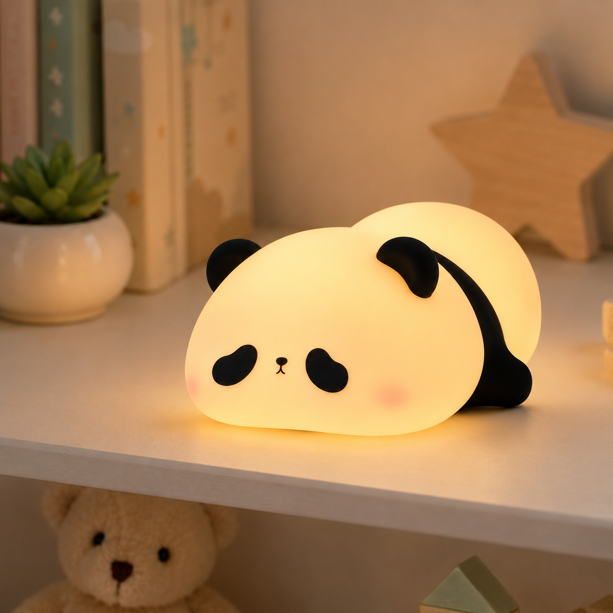 Cute Panda Silicone Night Light – Soft Touch LED Lamp for Bedroom