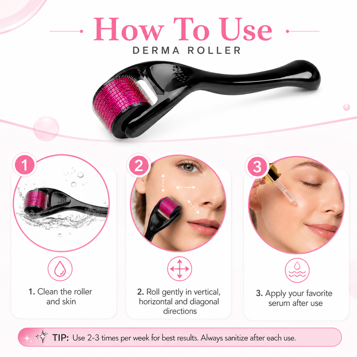 Derma Roller Needles – Facial & Hair Care Skin Beauty Tool for Men & Women