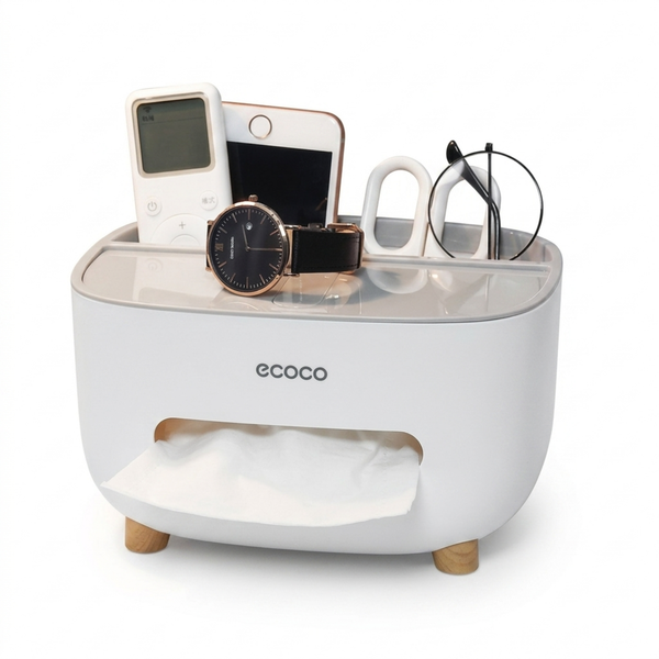 Ecoco Tissue Box Organizer With Storage Drawer