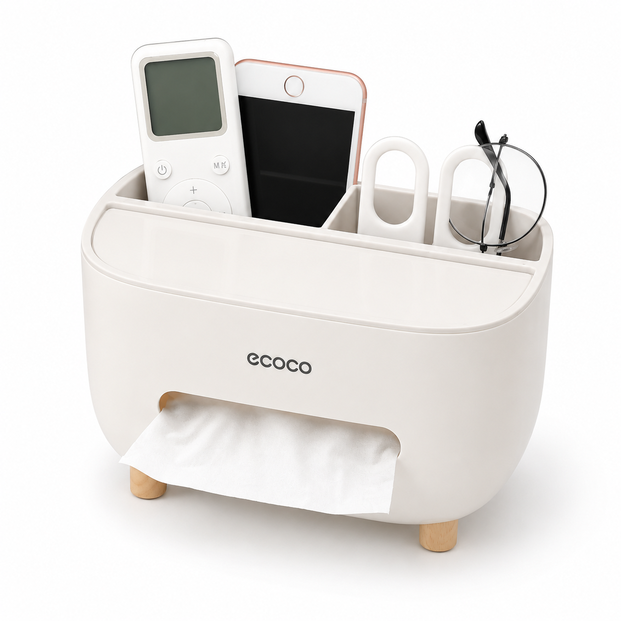 Ecoco Tissue Box Organizer With Storage Drawer
