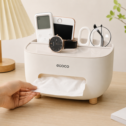 Ecoco Tissue Box Organizer With Storage Drawer