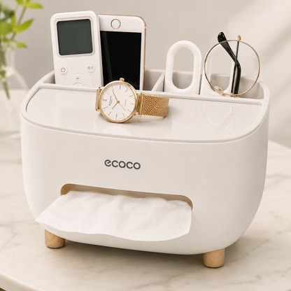 Ecoco Tissue Box Organizer With Storage Drawer