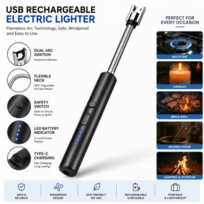 Rechargeable USB Electric Lighter Flexible Long Neck