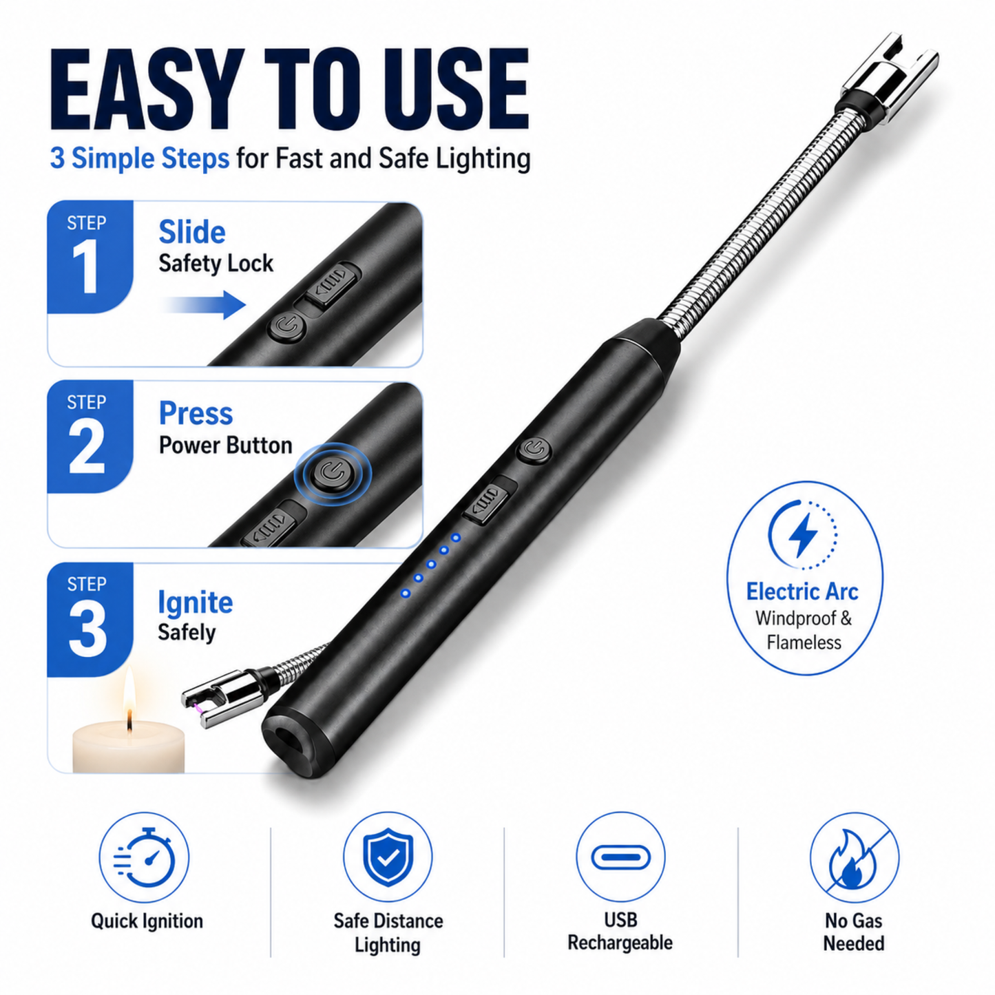 Rechargeable USB Electric Lighter Flexible Long Neck