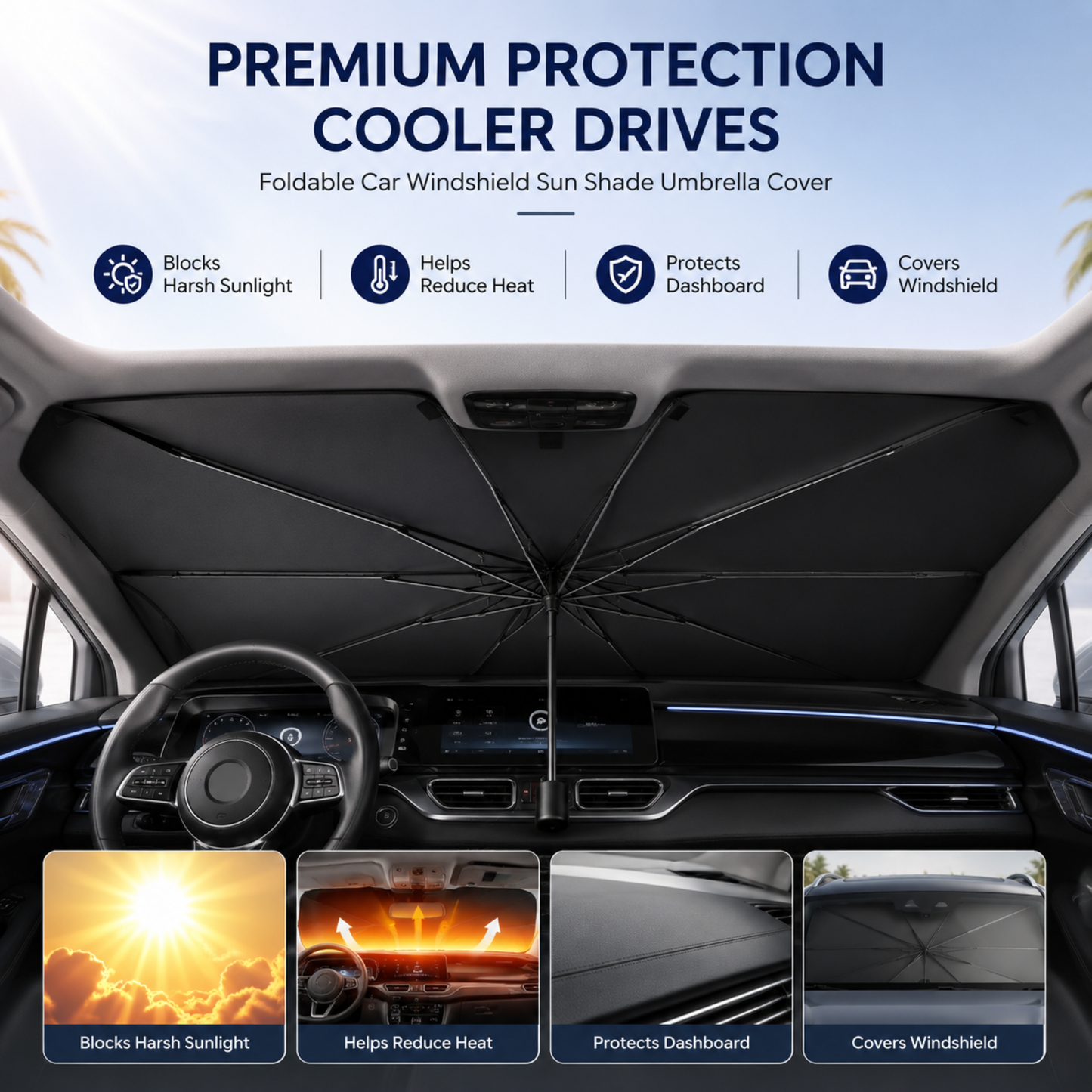 Foldable Car Windshield Sun Shade Umbrella Cover