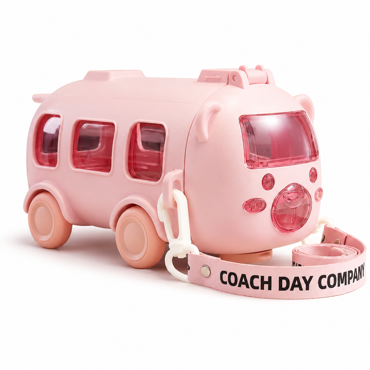 Imported 600ml Bus Water Bottle | Cute Bus Shape Kids Bottle with Strap, Sipper &amp; Straw | Leakproof BPA-Free (Random Colour)