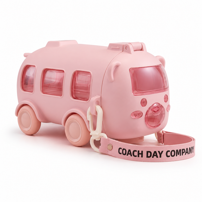 Imported 600ml Bus Water Bottle | Cute Bus Shape Kids Bottle with Strap, Sipper &amp; Straw | Leakproof BPA-Free (Random Colour)