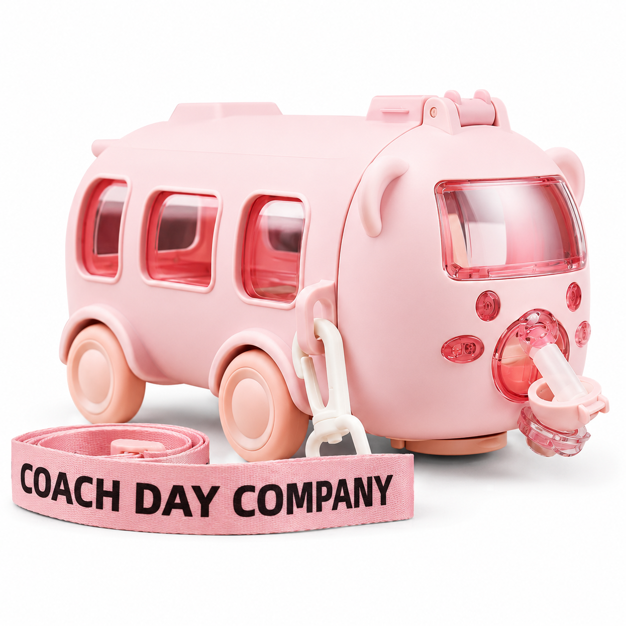 Imported 600ml Bus Water Bottle | Cute Bus Shape Kids Bottle with Strap, Sipper &amp; Straw | Leakproof BPA-Free (Random Colour)